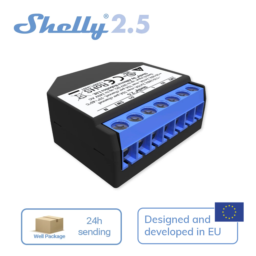 Shelly 2.5 Smart Home Double R - Shelly Relay Module recension och pris